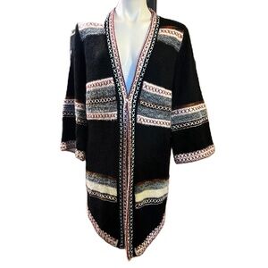 Adora western style long striped cardigan sweater